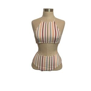 Forever 21 Striped Halter Bikini Set